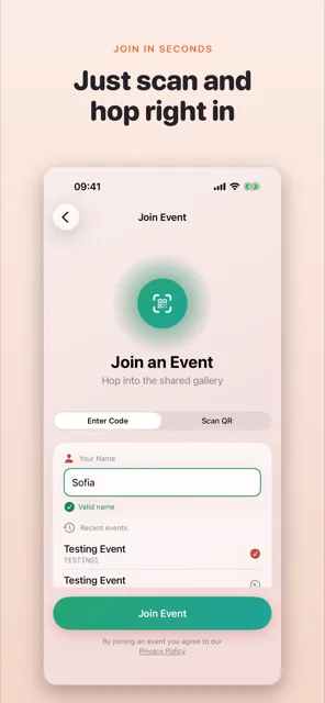 GuestLens iPhone — join an event