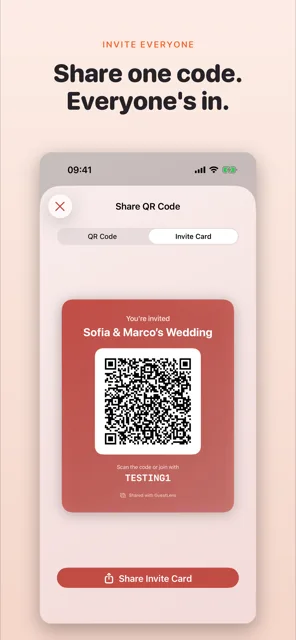 GuestLens iPhone — invite card