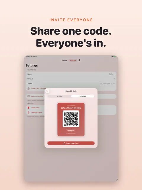GuestLens iPad — invite card
